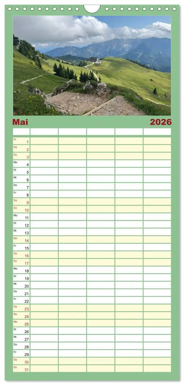 Bild: 9783516498592 | Familienplaner 2026 - Alpenauszeit - Schöne Orte der Alpen mit 5...