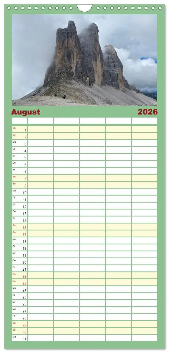 Bild: 9783516498592 | Familienplaner 2026 - Alpenauszeit - Schöne Orte der Alpen mit 5...