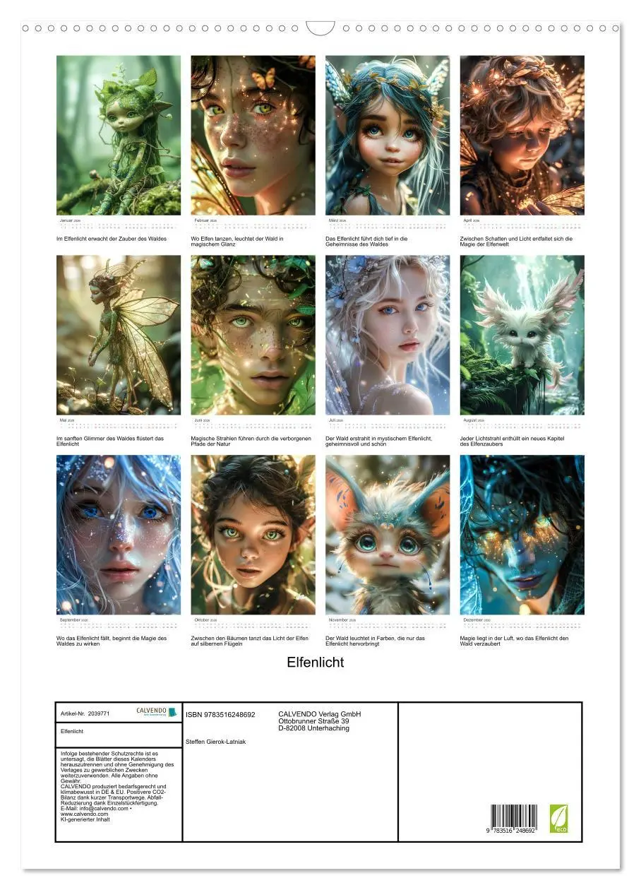 Bild: 9783516248692 | Elfenlicht (Wandkalender 2026 DIN A2 hoch), CALVENDO Monatskalender