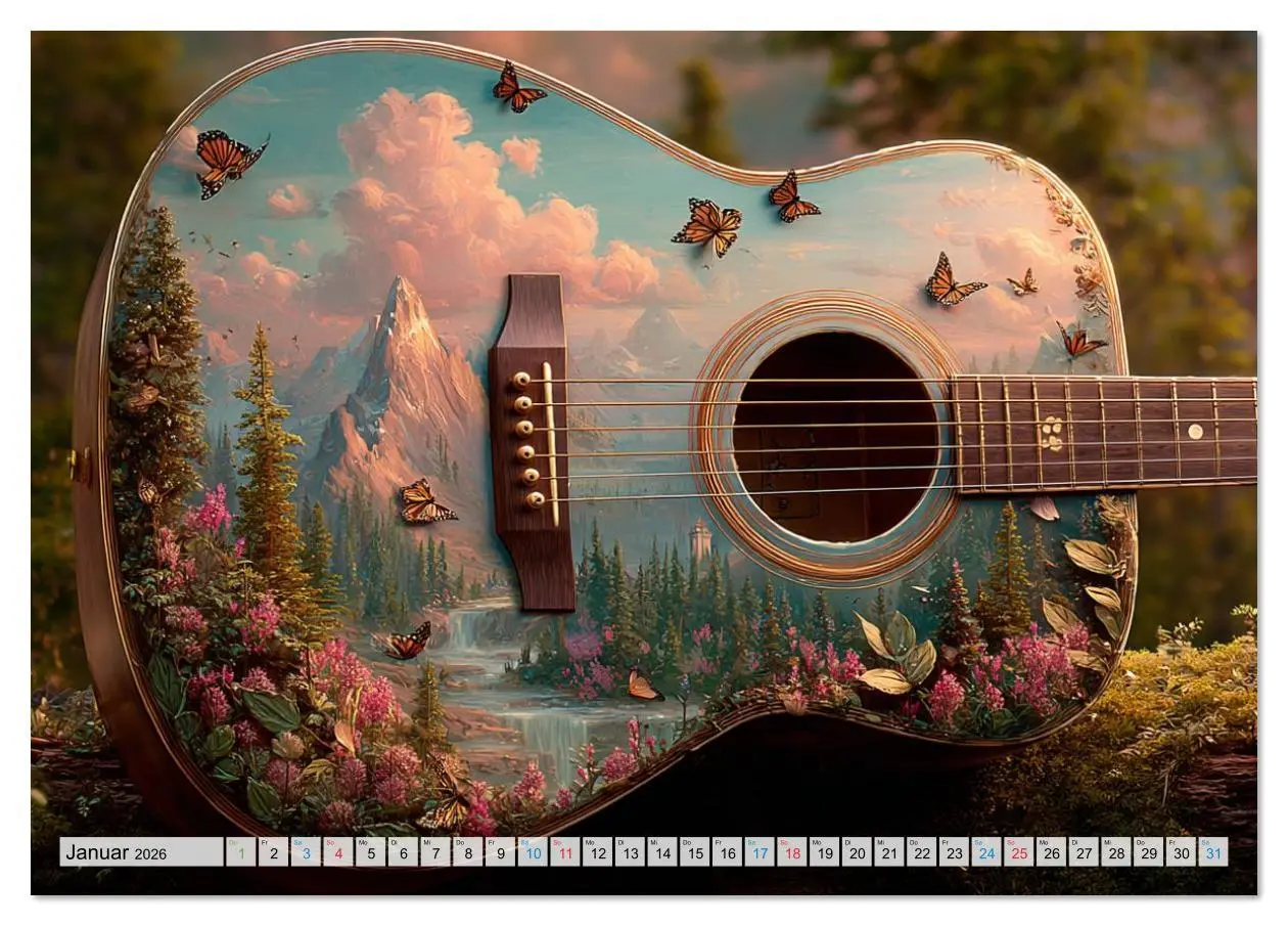 Bild: 9783516628692 | Saitenzauber - Gitarren im Bilderklang (Tischkalender 2026 DIN A5...