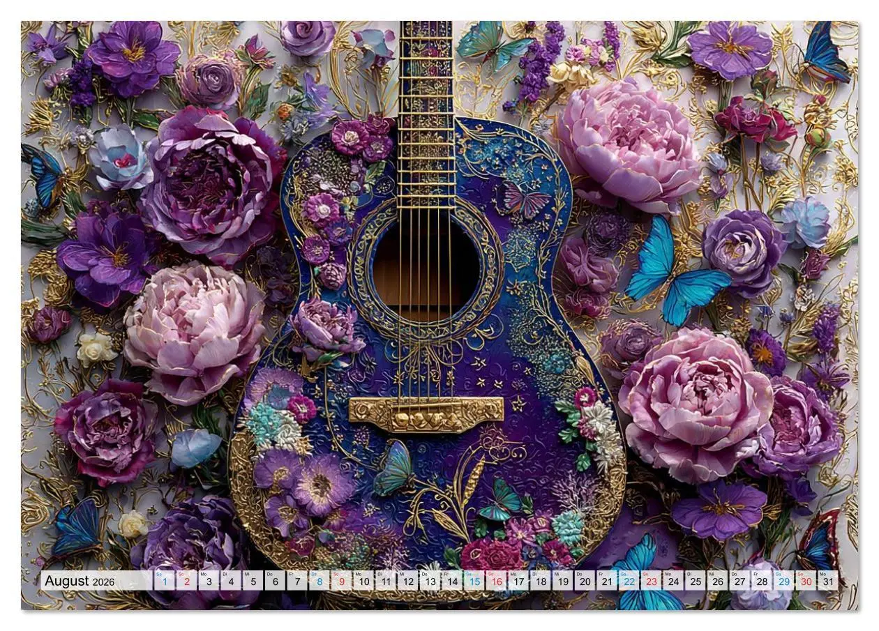 Bild: 9783516628692 | Saitenzauber - Gitarren im Bilderklang (Tischkalender 2026 DIN A5...
