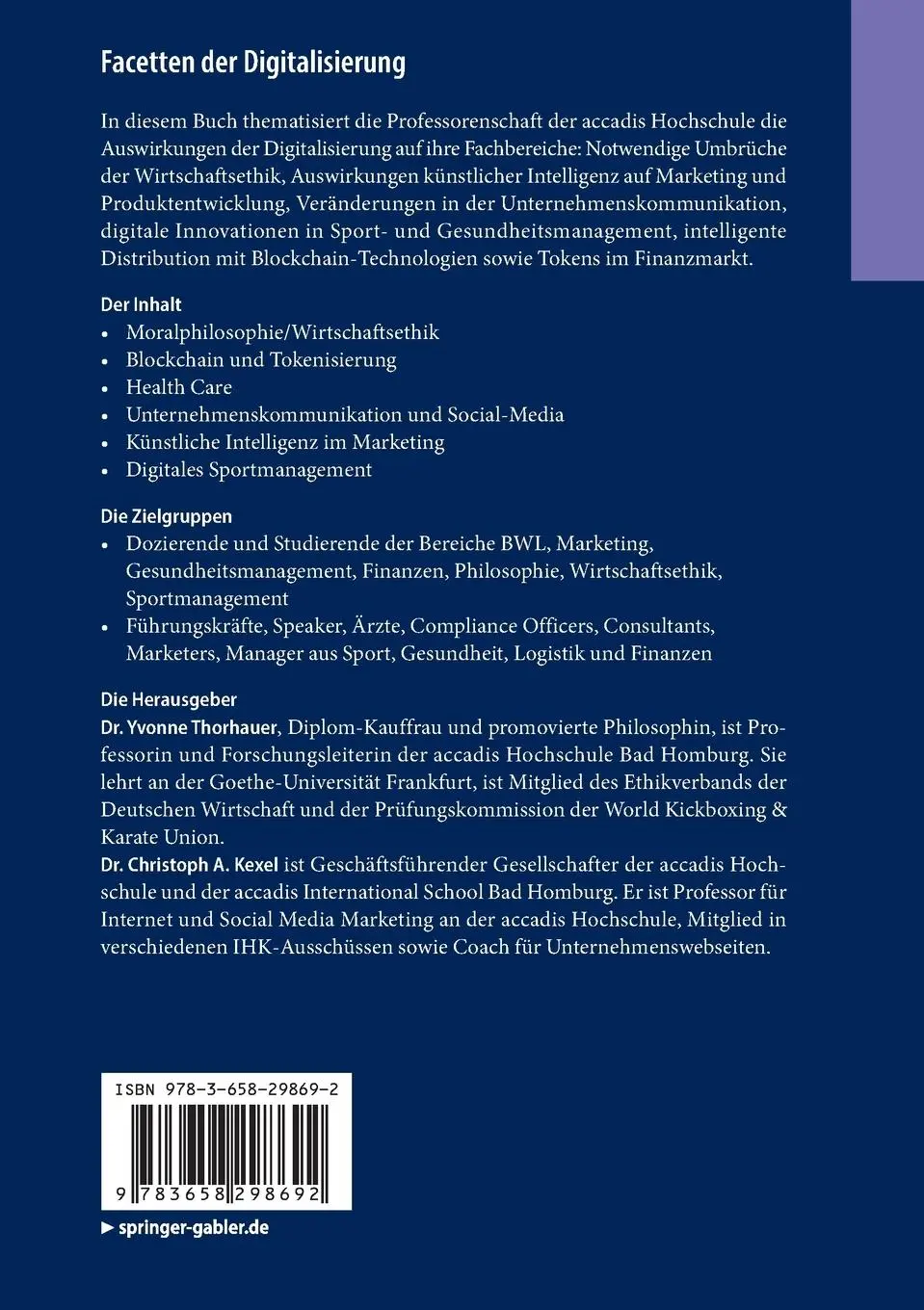 Rückseite: 9783658298692 | Facetten der Digitalisierung | Christoph A. Kexel (u. a.) | Buch | xi