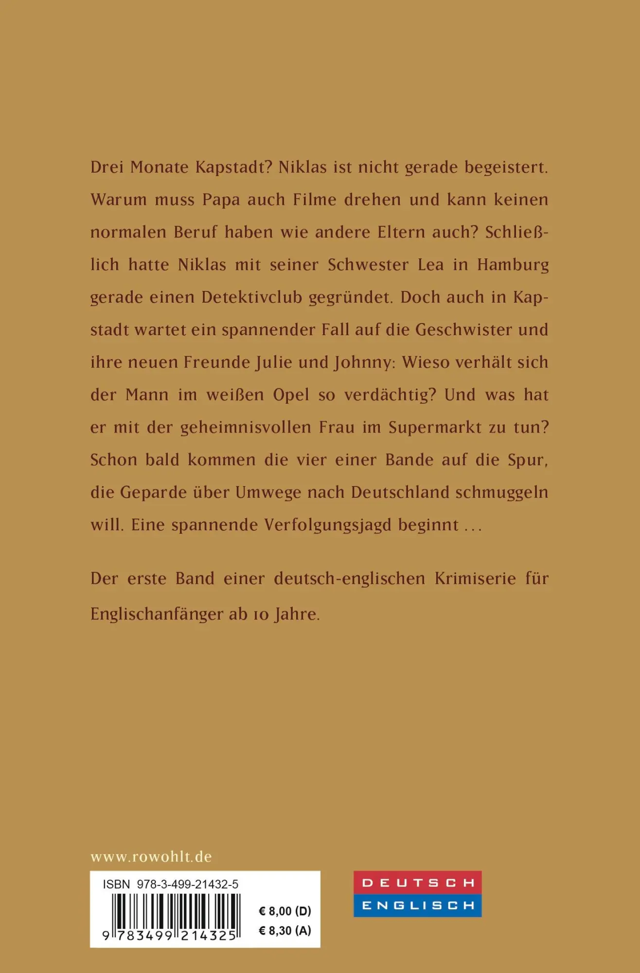 Rückseite: 9783733508692 | Rettet die Geparde! | Ein deutsch-englischer Kinderkrimi | Ahrens