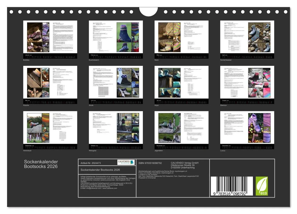 Bild: 9783516098792 | Sockenkalender Bootsocks 2026 (Wandkalender 2026 DIN A4 quer),...