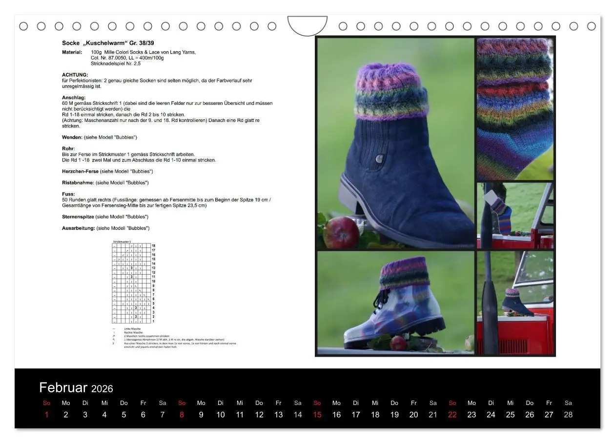 Bild: 9783516098792 | Sockenkalender Bootsocks 2026 (Wandkalender 2026 DIN A4 quer),...