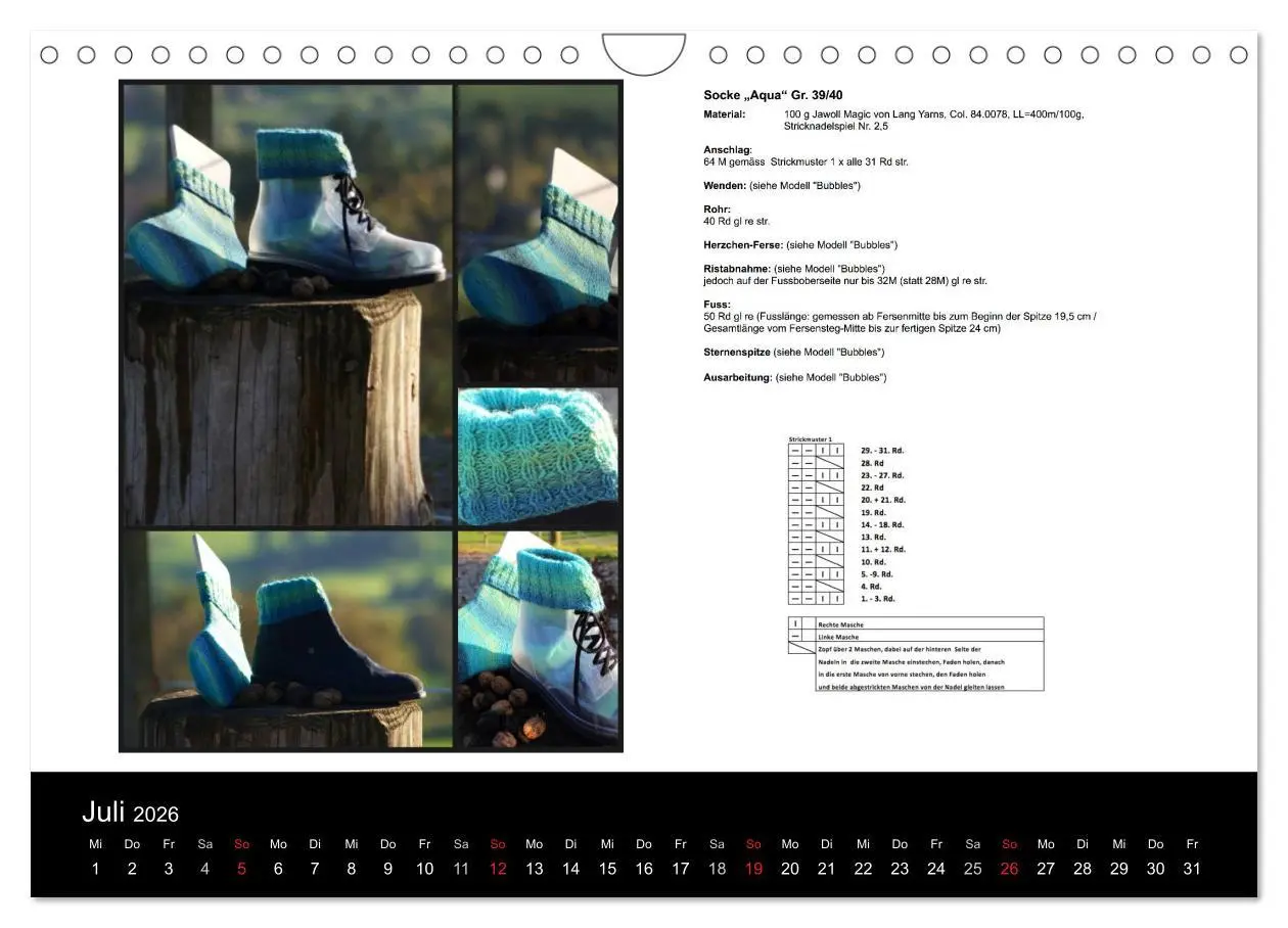 Bild: 9783516098792 | Sockenkalender Bootsocks 2026 (Wandkalender 2026 DIN A4 quer),...