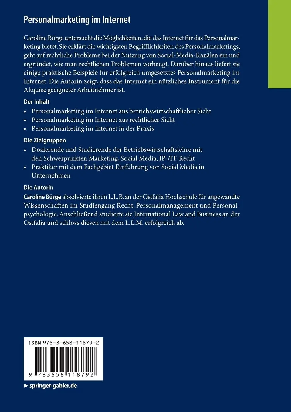 Rückseite: 9783658118792 | Personalmarketing im Internet | Caroline Bürge | Taschenbuch | xii