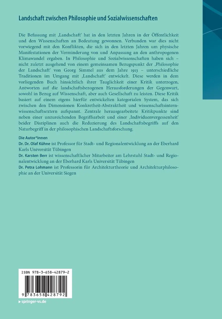 Rückseite: 9783658428792 | Landschaft zwischen Philosophie und Sozialwissenschaften | Eine Kritik