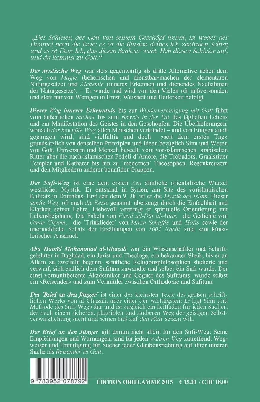 Rückseite: 9783952078792 | Brief an den Jünger | Hamid Muhammad Al-Ghazali | Taschenbuch | 124 S.
