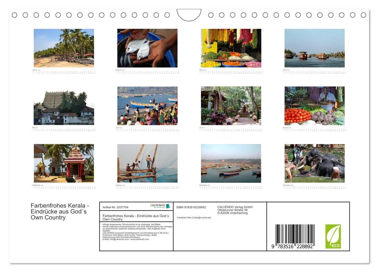 Bild: 9783516228892 | Farbenfrohes Kerala - Eindrücke aus God´s Own Country (Wandkalender...