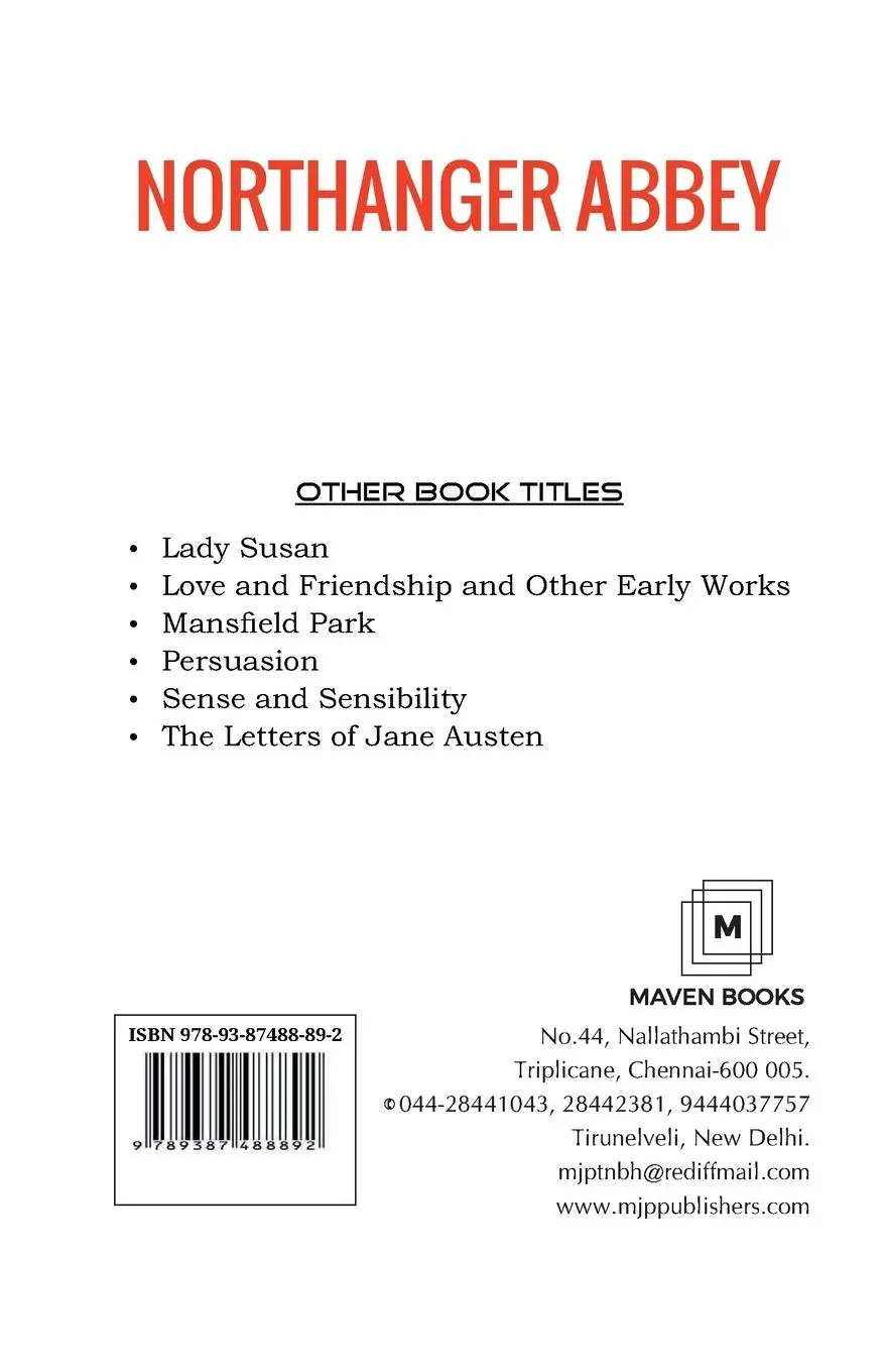 Rückseite: 9789387488892 | Northanger Abbey | Jane Austen | Taschenbuch | Kartoniert / Broschiert