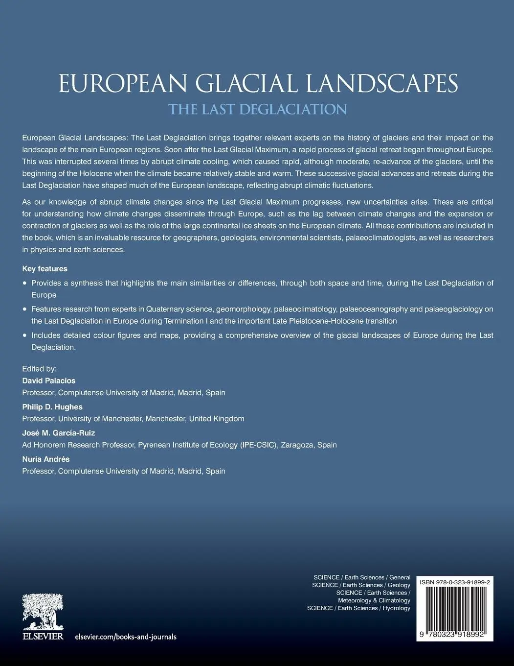 Rückseite: 9780323918992 | European Glacial Landscapes | The Last Deglaciation | Palacios (u. a.)