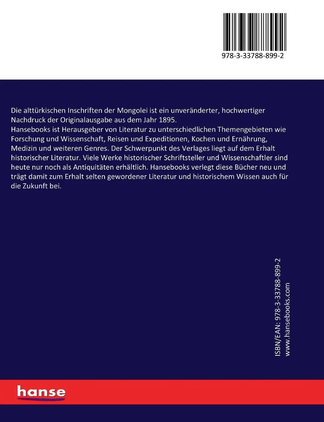 Rückseite: 9783337888992 | Die alttürkischen Inschriften der Mongolei | V. V. Radlov | Buch
