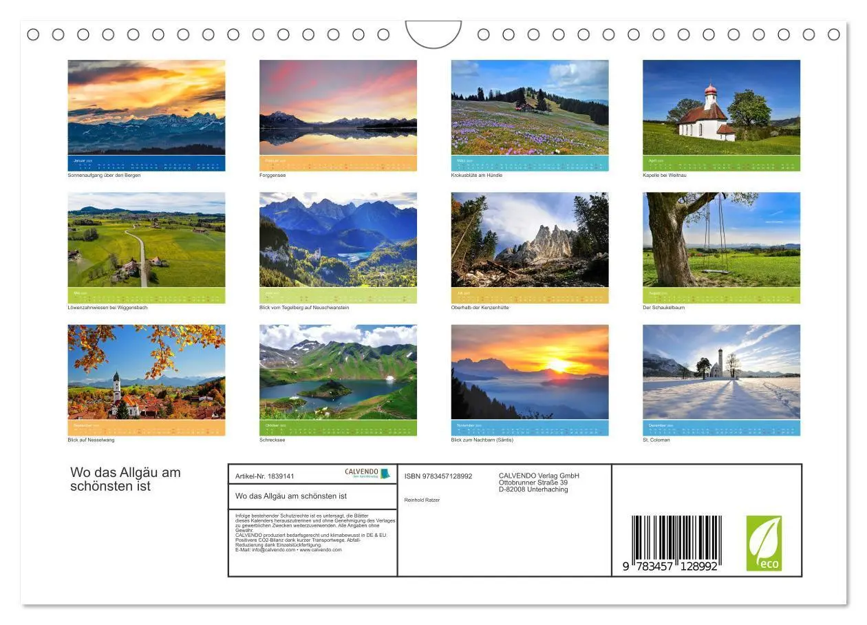 Bild: 9783457128992 | Wo das Allgäu am schönsten ist (Wandkalender 2025 DIN A4 quer),...