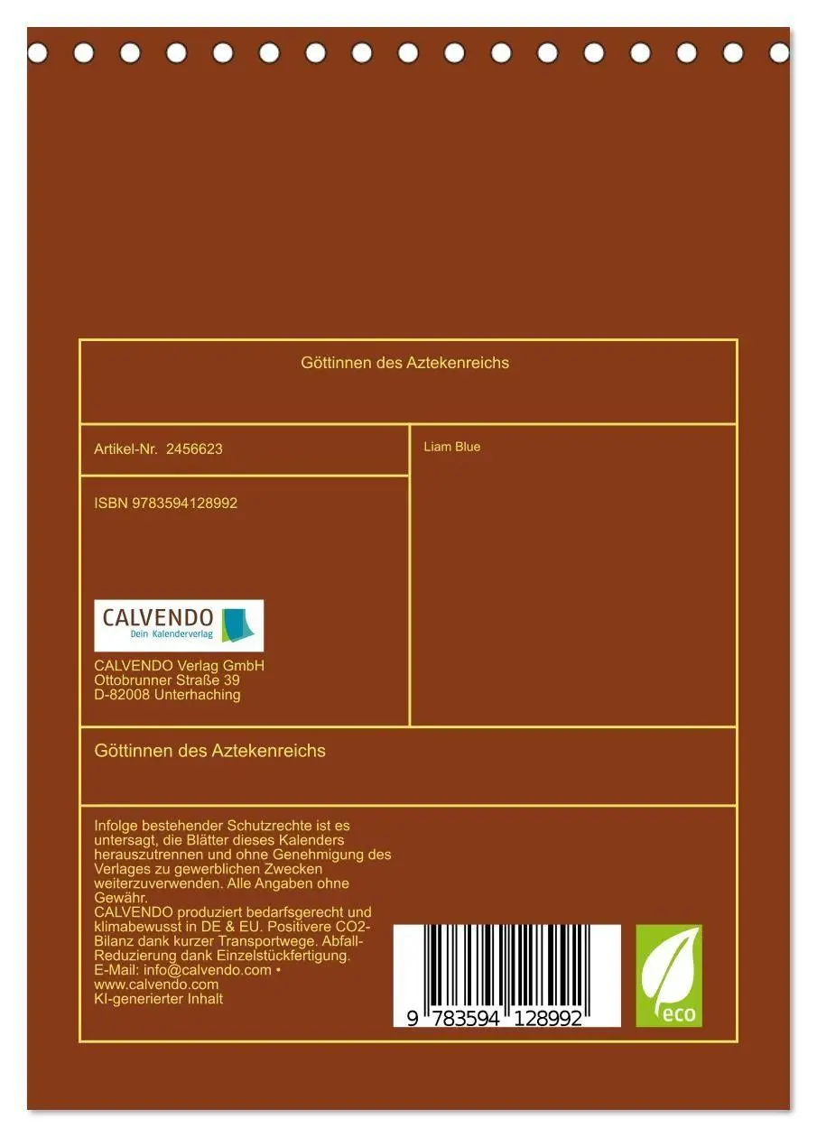 Bild: 9783594128992 | Göttinnen des Aztekenreichs (Tischkalender 2027 DIN A5 hoch),...