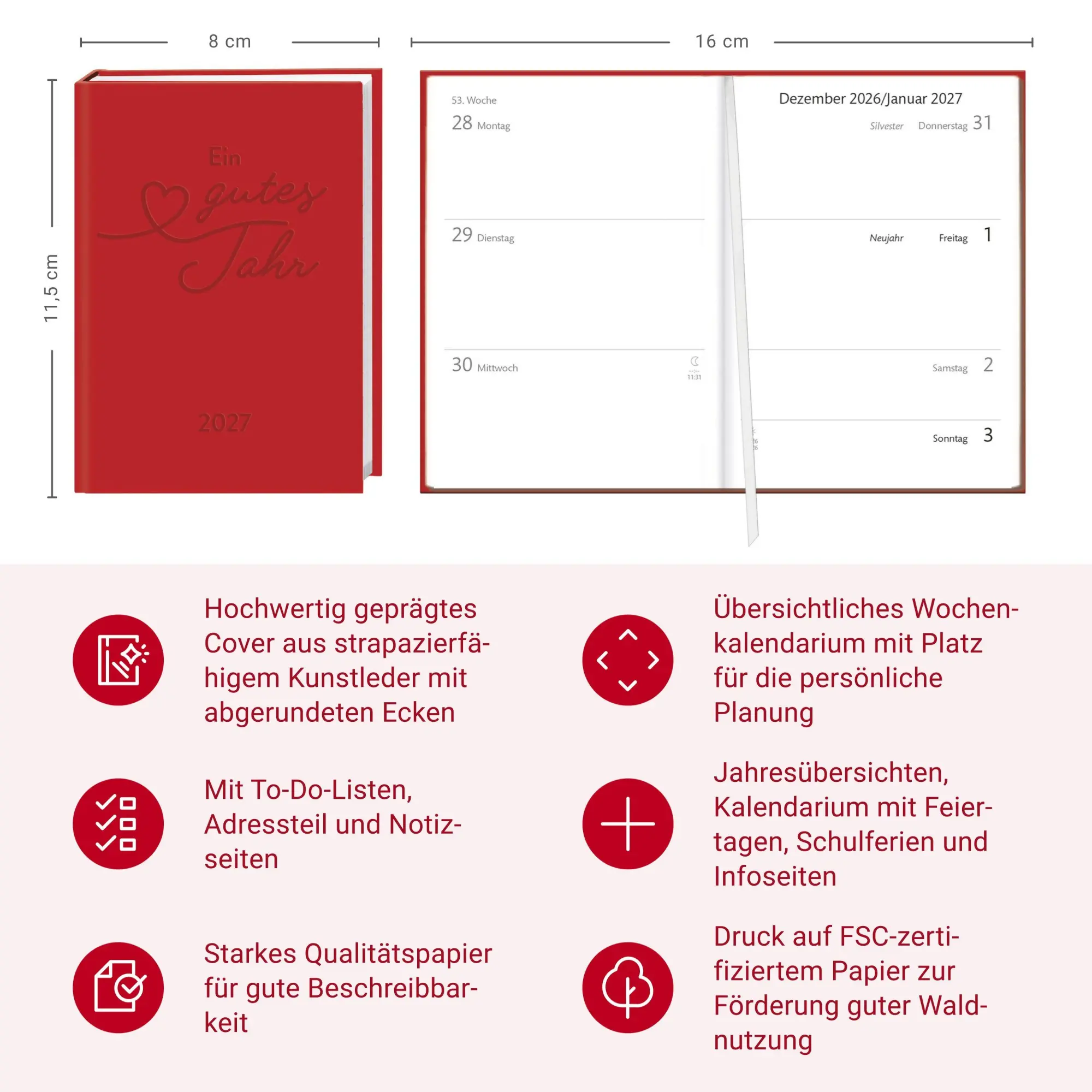 Bild: 9783756418992 | Kalenderbuch A7 koralle 2027 | Kalender | 128 S. | Deutsch | 2027