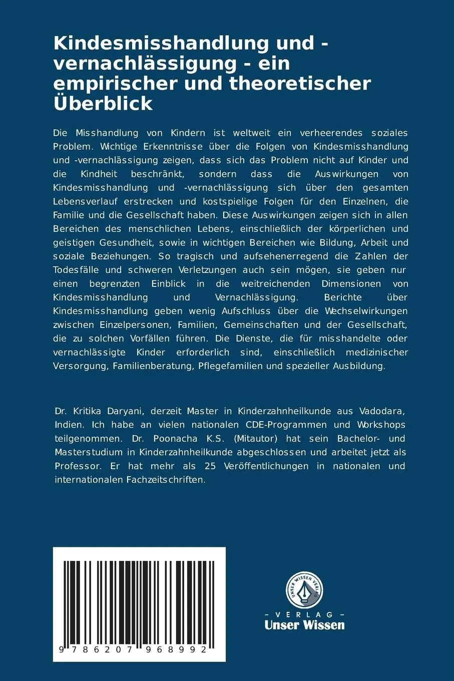 Rückseite: 9786207968992 | Kindesmisshandlung und -vernachlässigung - ein empirischer und...