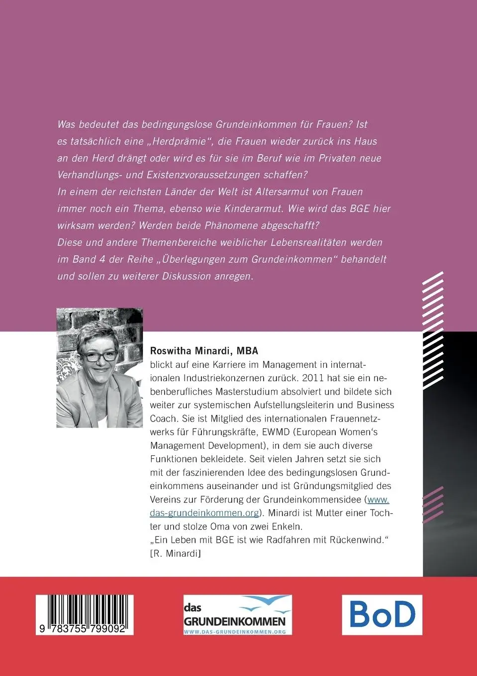 Rückseite: 9783755799092 | Grundeinkommen | Roswitha Minardi | Taschenbuch | Paperback | 68 S.