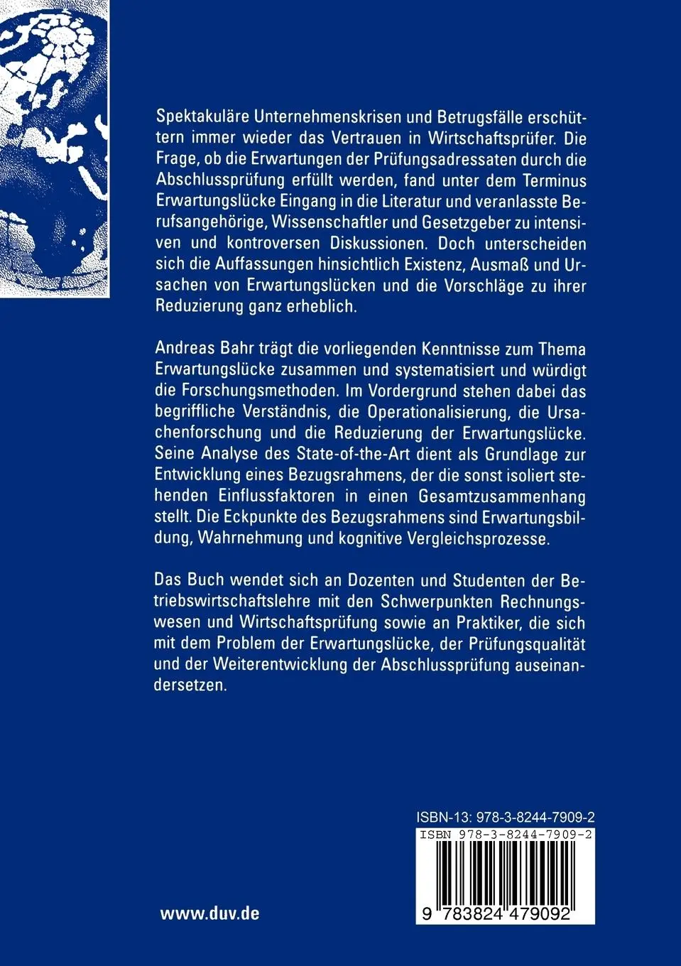 Rückseite: 9783824479092 | Vertrauen in Wirtschaftsprüfer | Andreas Bahr | Taschenbuch | xxi