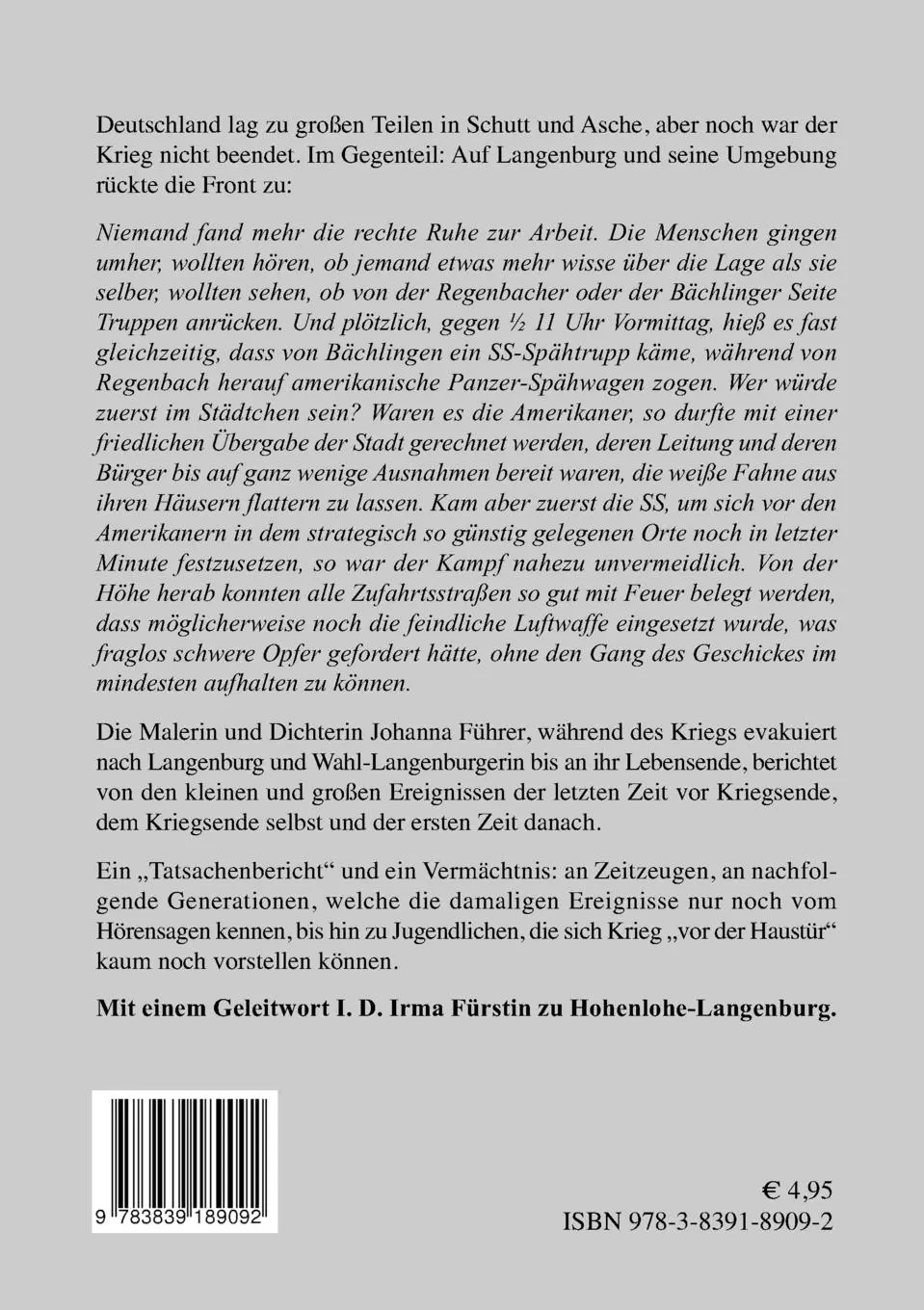 Rückseite: 9783839189092 | Das Kriegsende 1945 in Langenburg / Hohenlohe | Johanna Führer | Buch