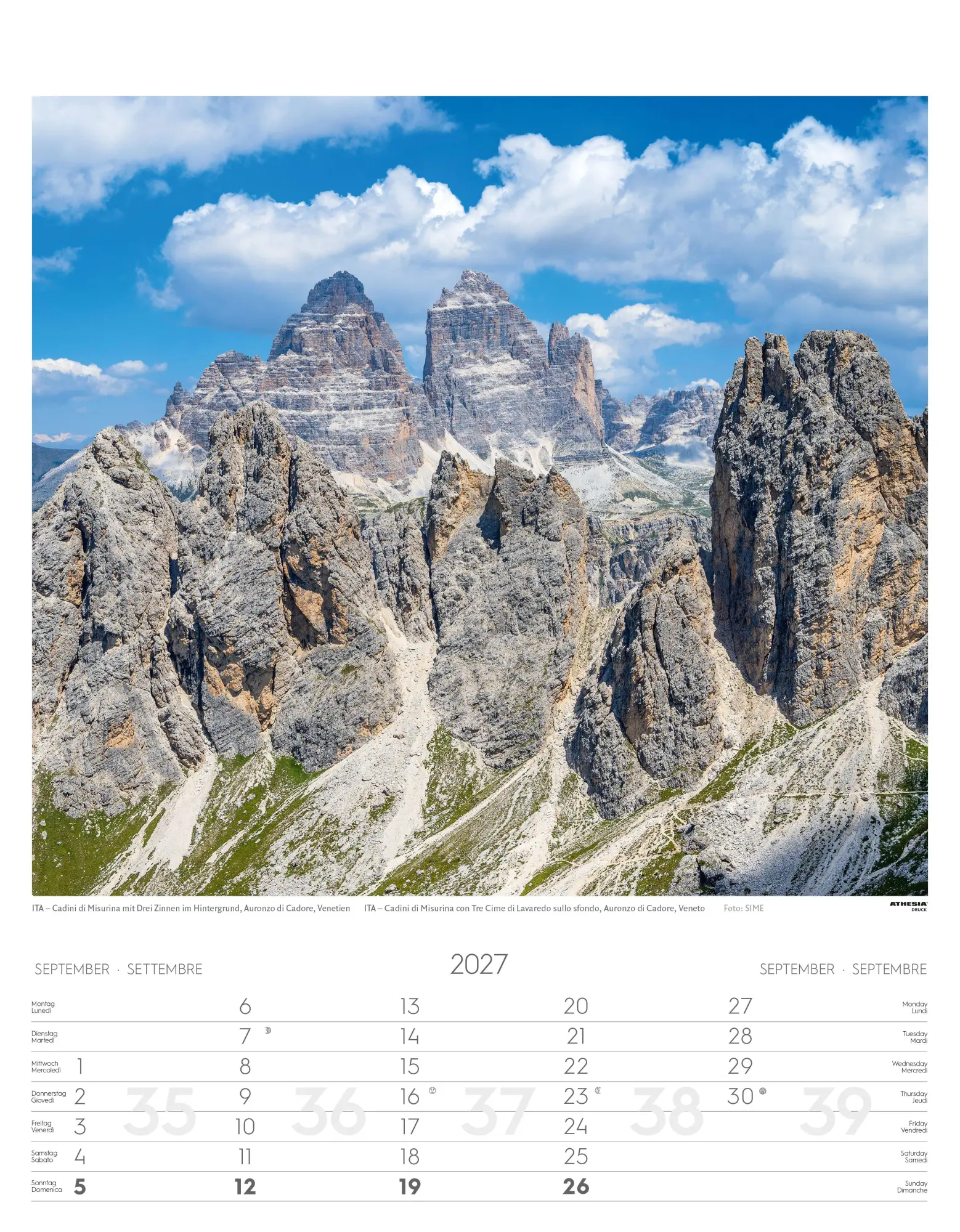 Bild: 9788868399092 | Alpen Kalender 2027 | Alpi - Alps | Athesia-Tappeiner Verlag | 14 S.