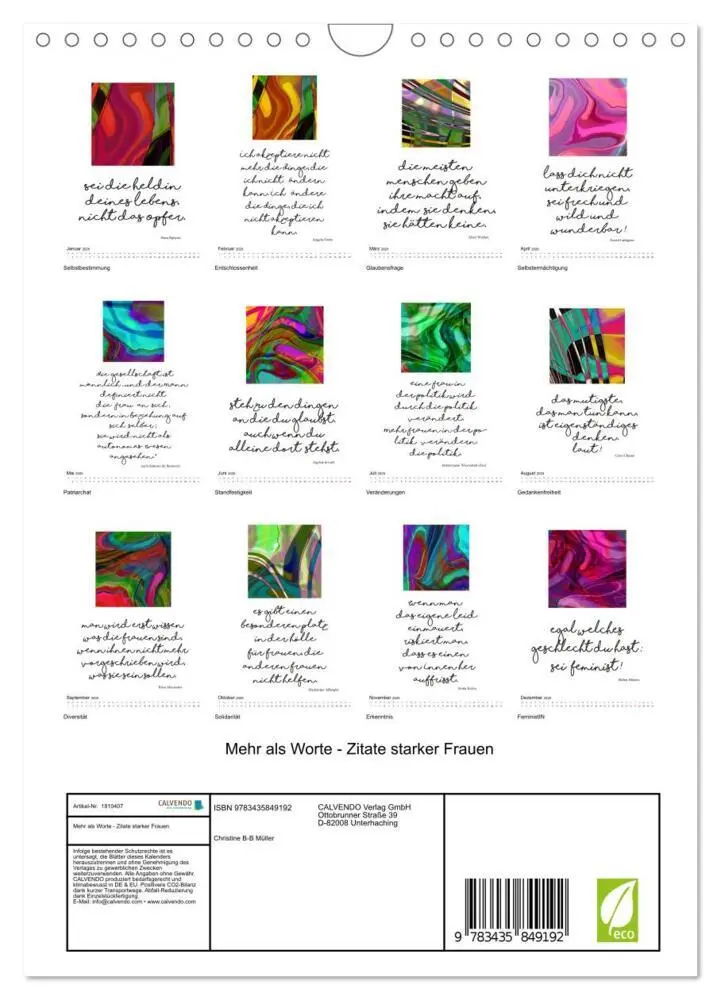 Bild: 9783435849192 | Mehr als Worte - Zitate starker Frauen (Wandkalender 2025 DIN A4...