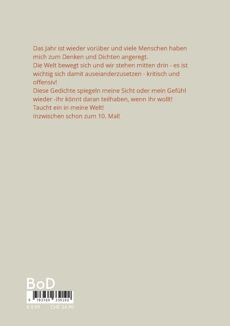 Rückseite: 9783769339192 | Erlebte Welt | Lieben, Leben, Weinen, Sehen, Fühlen | Harlekin Pierrot