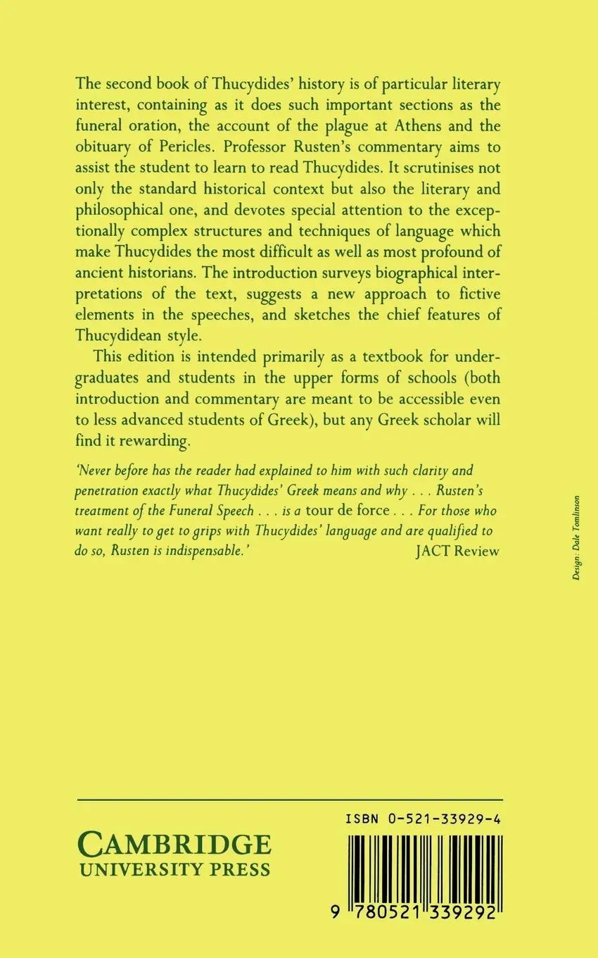 Rückseite: 9780521339292 | Thucydides | Thucydides 431 Bc (u. a.) | Taschenbuch | 2003