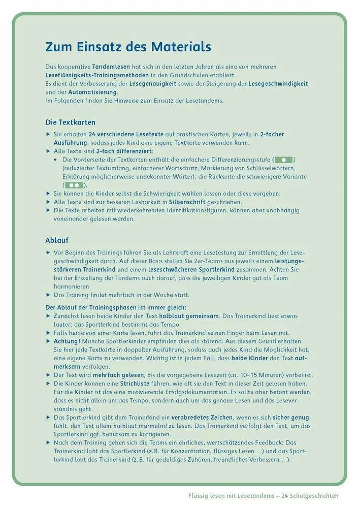 Bild: 9783834669292 | Flüssig lesen mit Lesetandems - 24 Schulgeschichten, Klasse 1/2 | Box