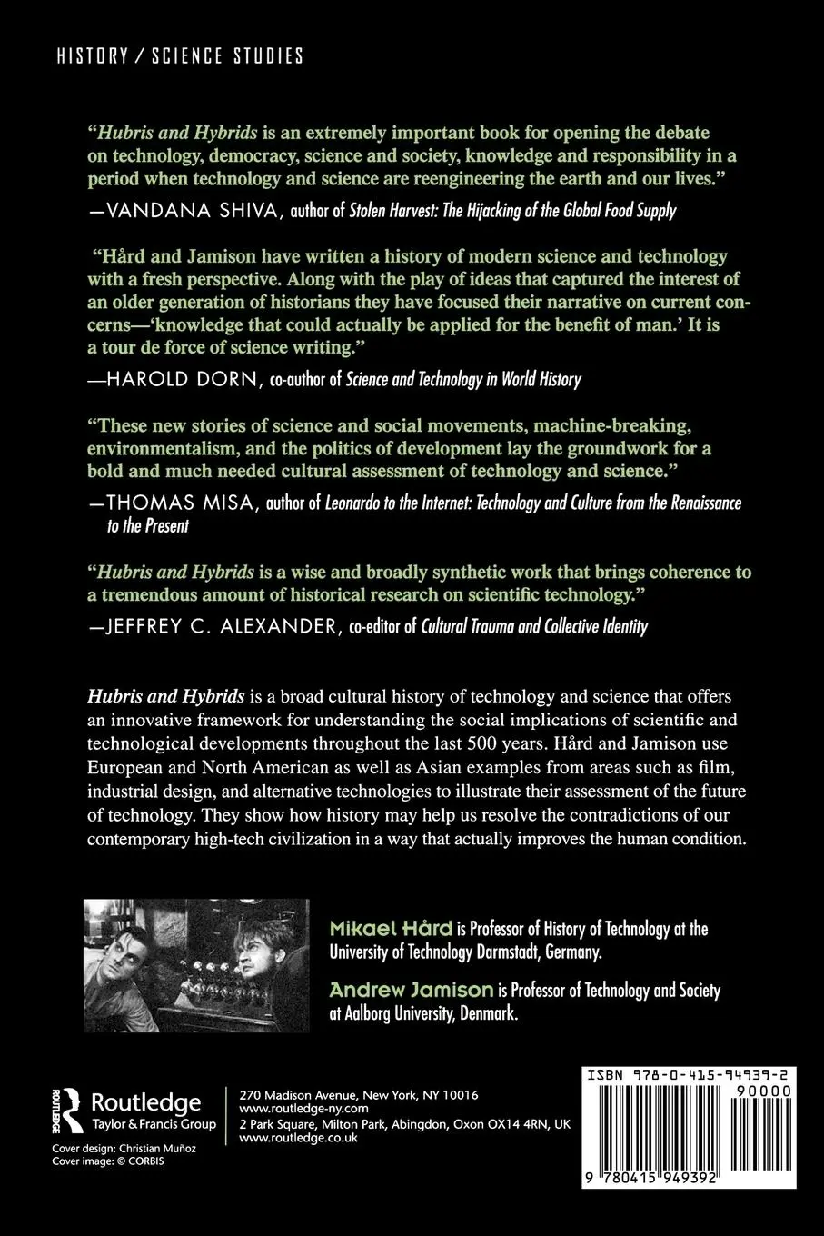 Rückseite: 9780415949392 | Hubris and Hybrids | A Cultural History of Technology and Science