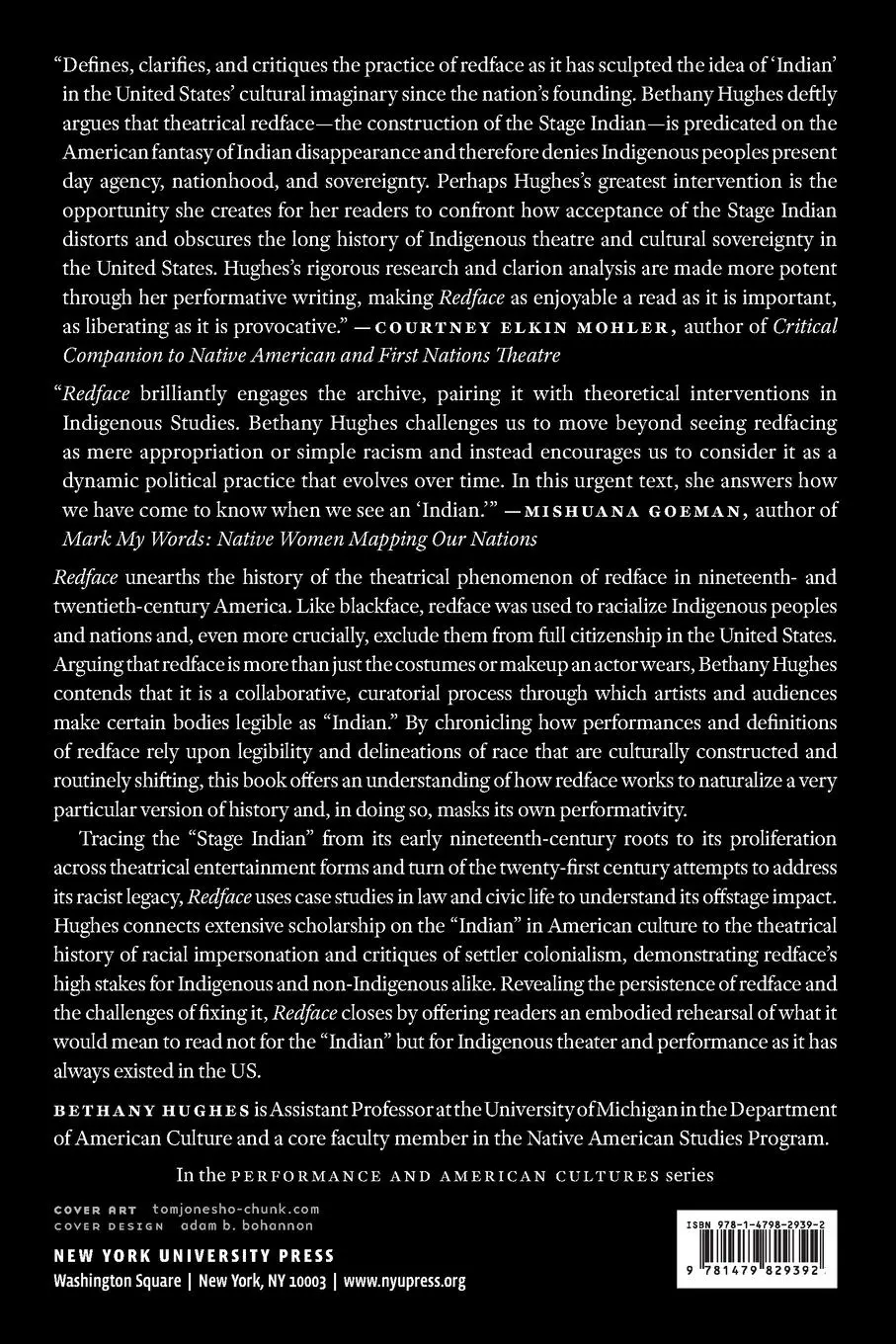 Rückseite: 9781479829392 | Redface | Race, Performance, and Indigeneity | Bethany Hughes | Buch