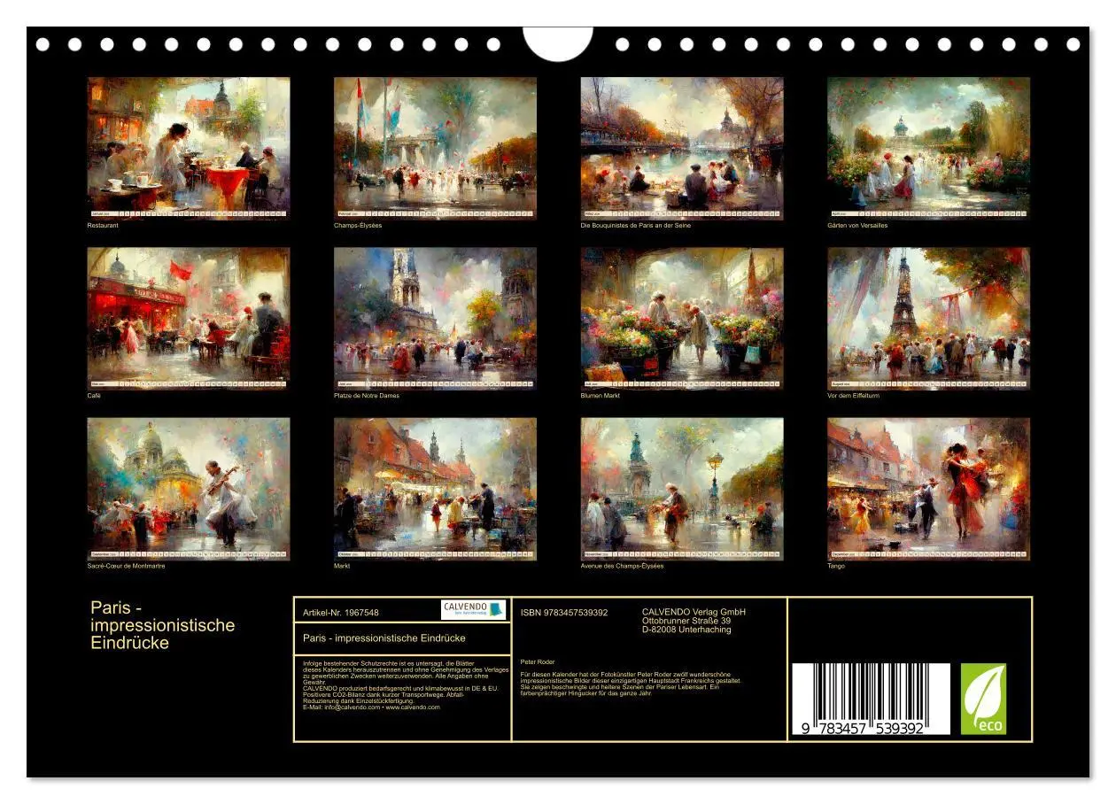 Bild: 9783457539392 | Paris - impressionistische Eindrücke (Wandkalender 2026 DIN A4...