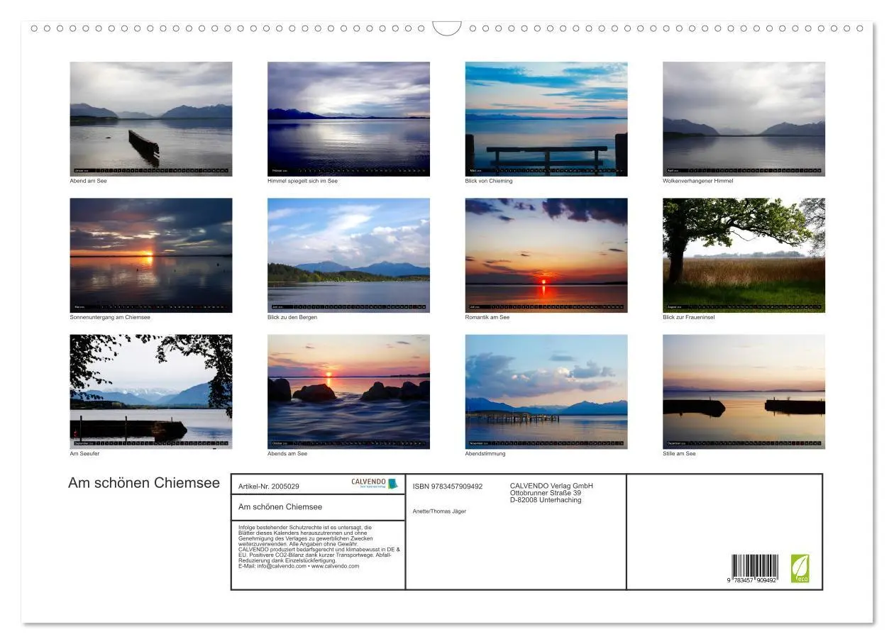 Bild: 9783457909492 | Am schönen Chiemsee (Wandkalender 2026 DIN A2 quer), CALVENDO...