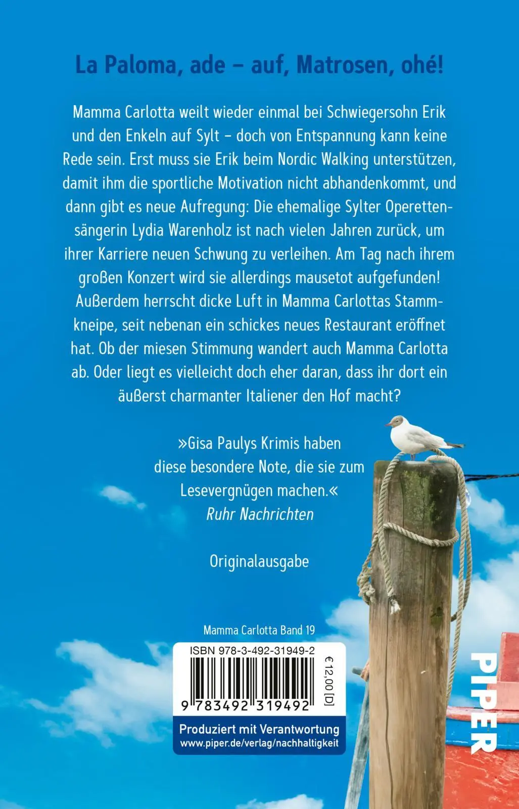 Rückseite: 9783492319492 | La Paloma | Gisa Pauly | Taschenbuch | Mamma Carlotta | 448 S. | 2025
