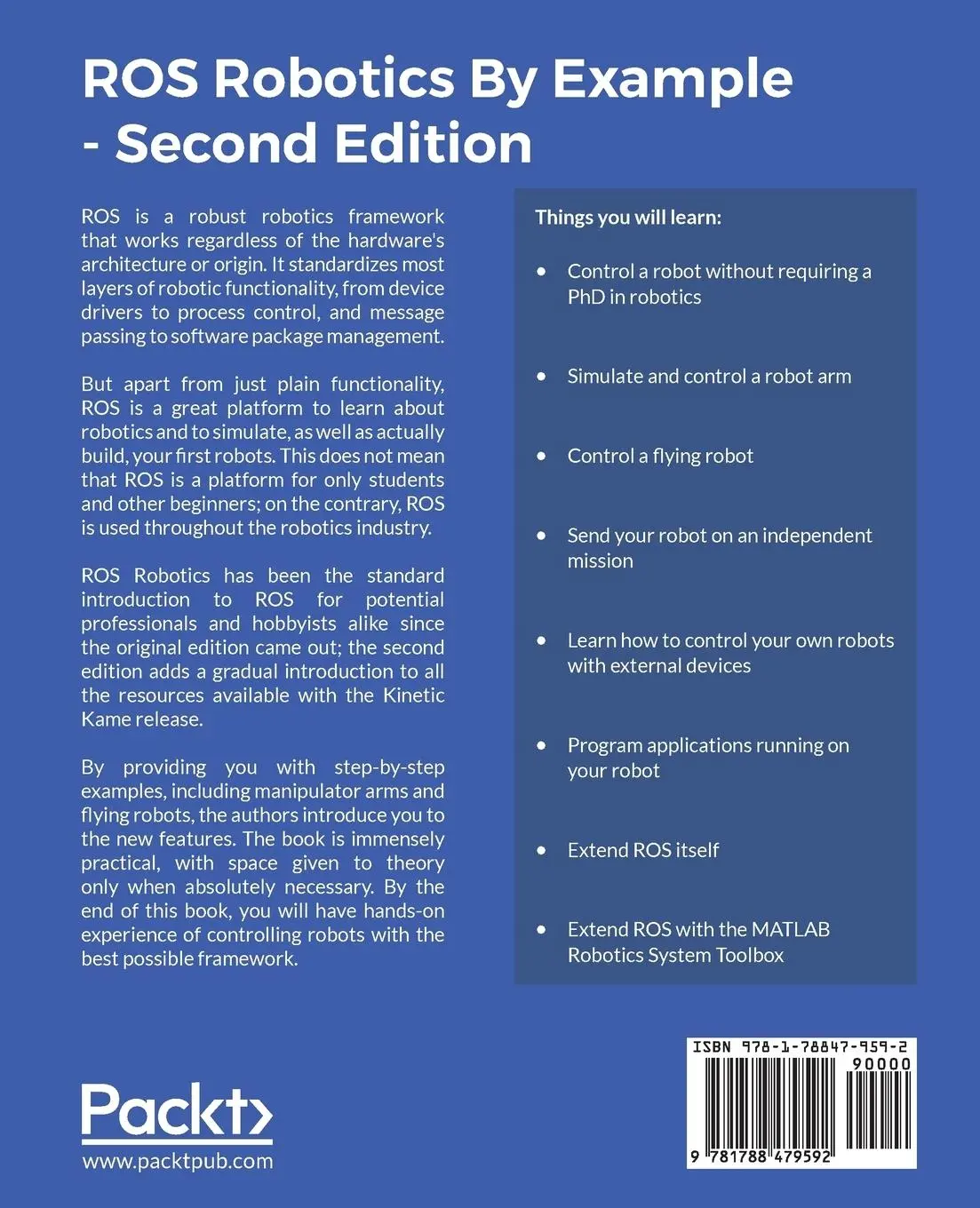 Rückseite: 9781788479592 | ROS Robotics By Example - Second Edition | Carol Fairchild (u. a.)