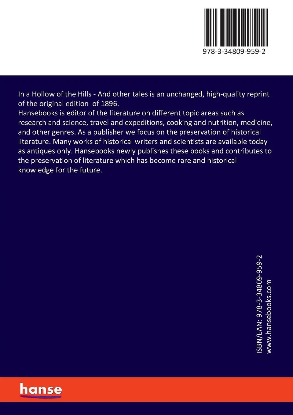 Rückseite: 9783348099592 | In a Hollow of the Hills | And other tales | Bret Harte | Taschenbuch