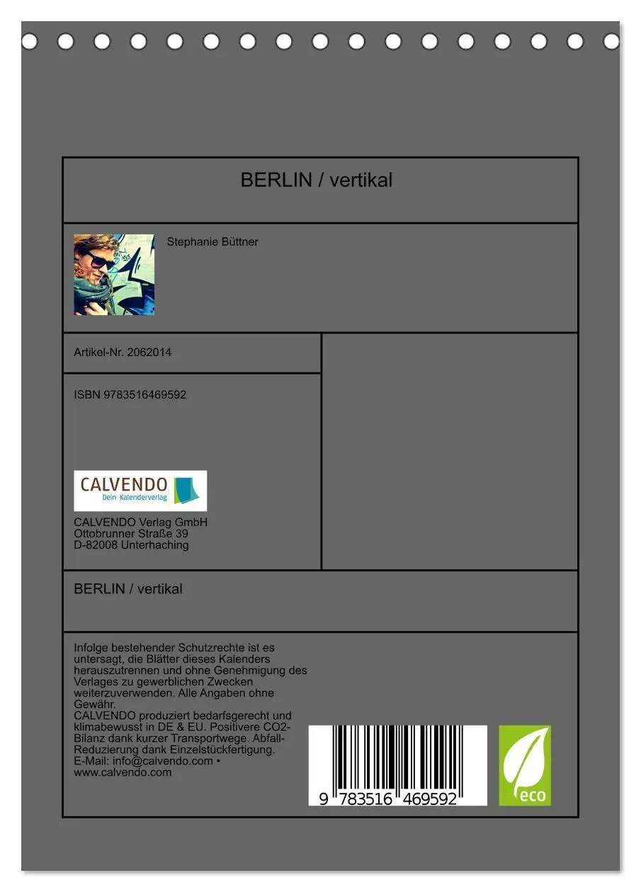 Bild: 9783516469592 | BERLIN / vertikal (Tischkalender 2026 DIN A5 hoch), CALVENDO...