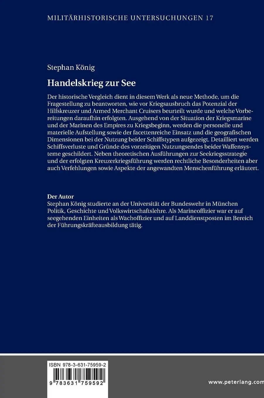 Rückseite: 9783631759592 | Handelskrieg zur See | Stephan König | Buch | 574 S. | Deutsch | 2018