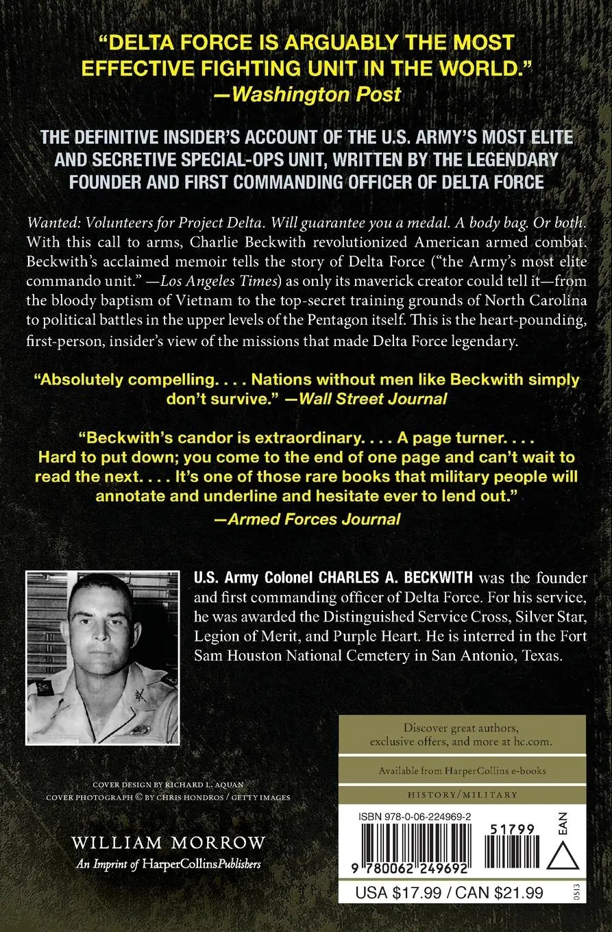 Rückseite: 9780062249692 | Delta Force | Charlie A Beckwith (u. a.) | Taschenbuch | Englisch