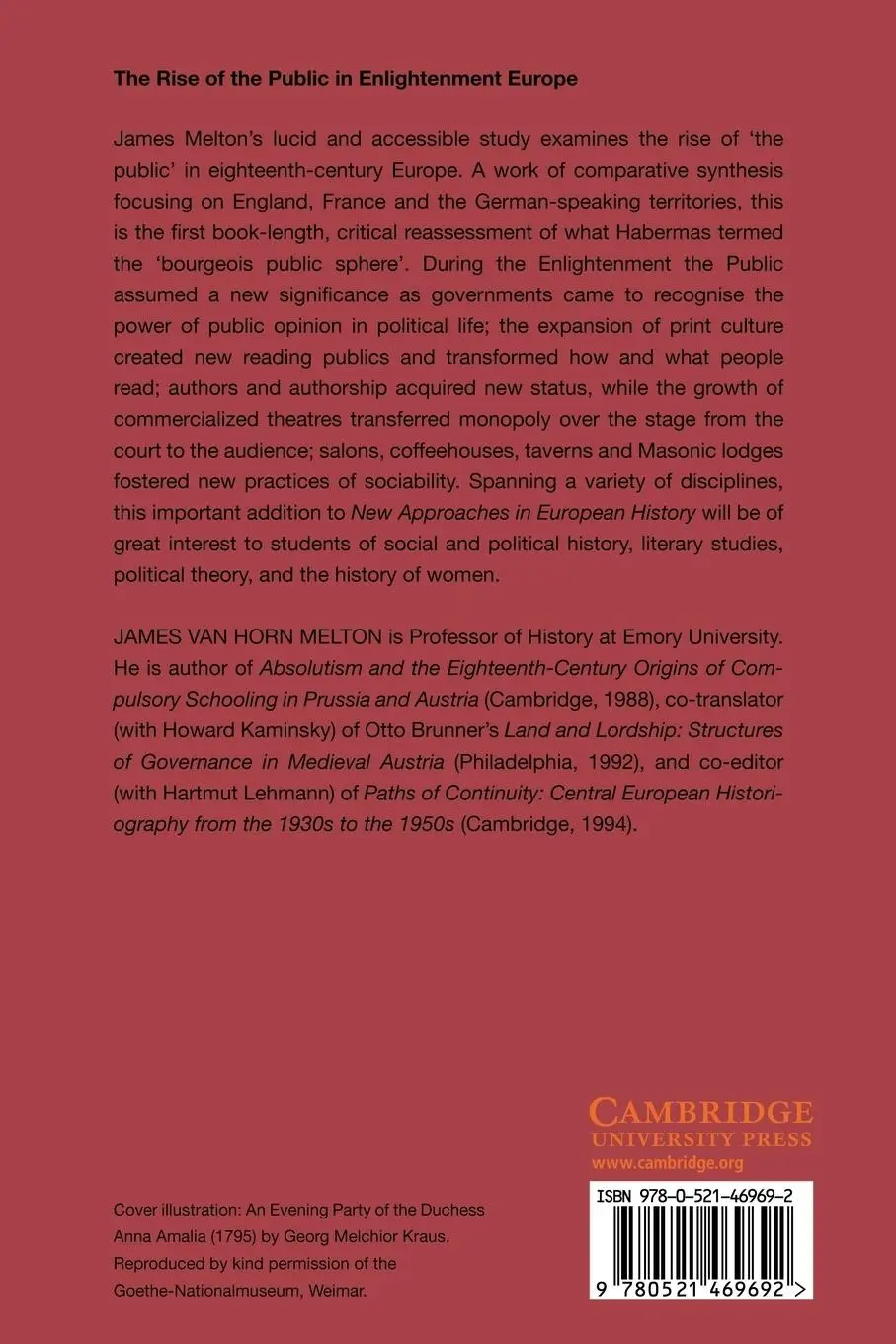 Rückseite: 9780521469692 | The Rise of the Public in Enlightenment Europe | Melton (u. a.) | Buch
