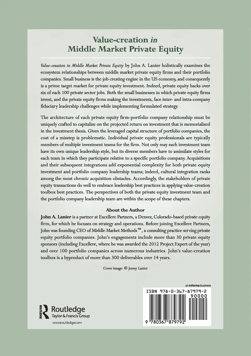 Rückseite: 9780367879792 | Value-creation in Middle Market Private Equity | John A. Lanier | Buch