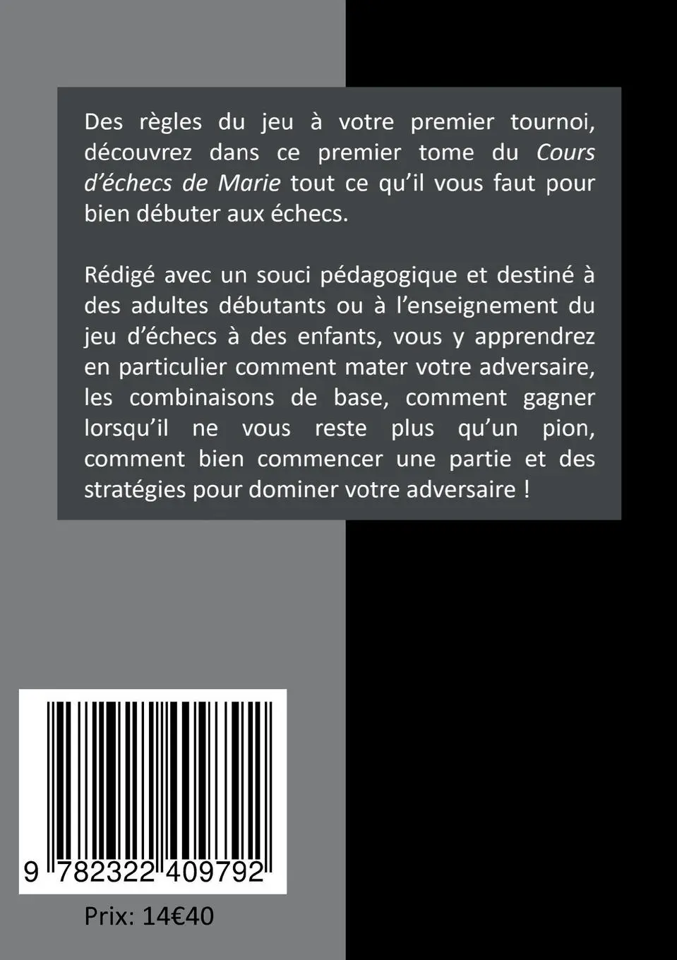 Rückseite: 9782322409792 | Le cours d'échecs de Marie | Tome1: Bien débuter aux échecs | Buch