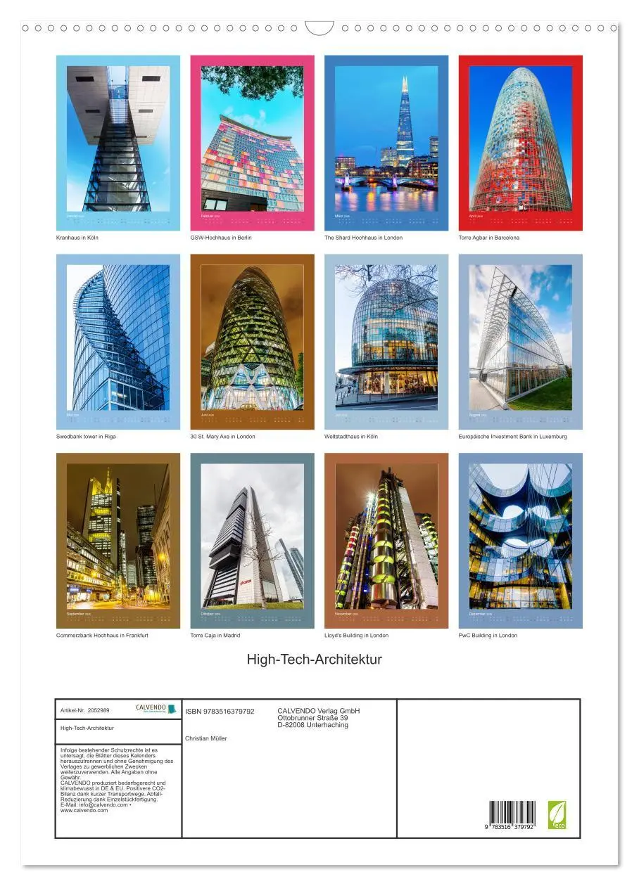Bild: 9783516379792 | High-Tech-Architektur (Wandkalender 2026 DIN A2 hoch), CALVENDO...