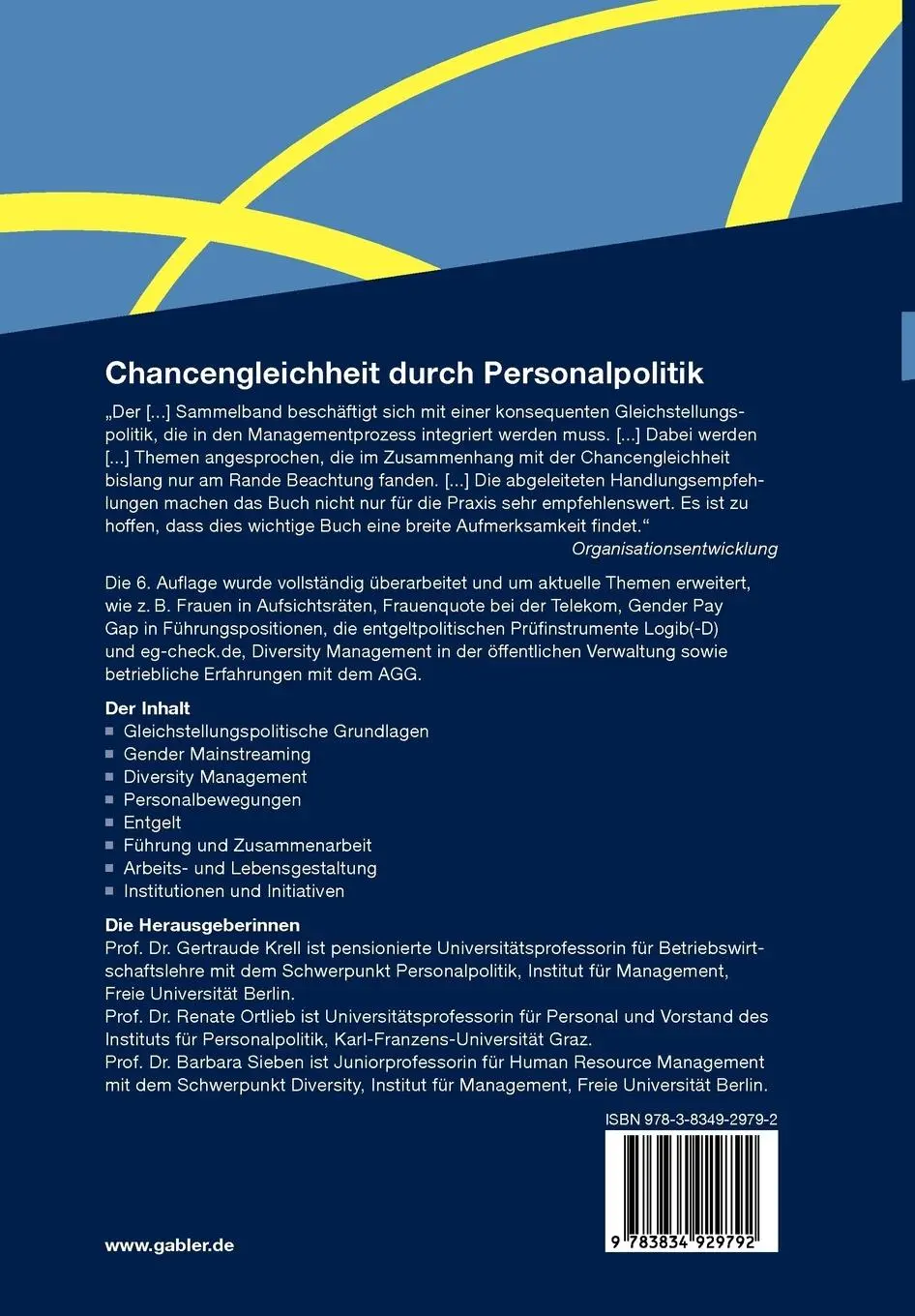 Rückseite: 9783834929792 | Chancengleichheit durch Personalpolitik | Gertraude Krell (u. a.)