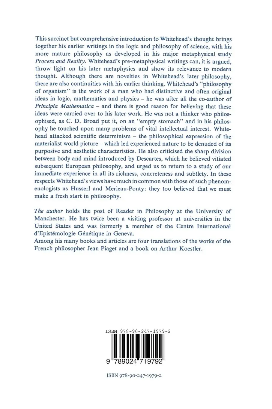 Rückseite: 9789024719792 | Whitehead's Philosophy of Science and Metaphysics | W. Mays | Buch