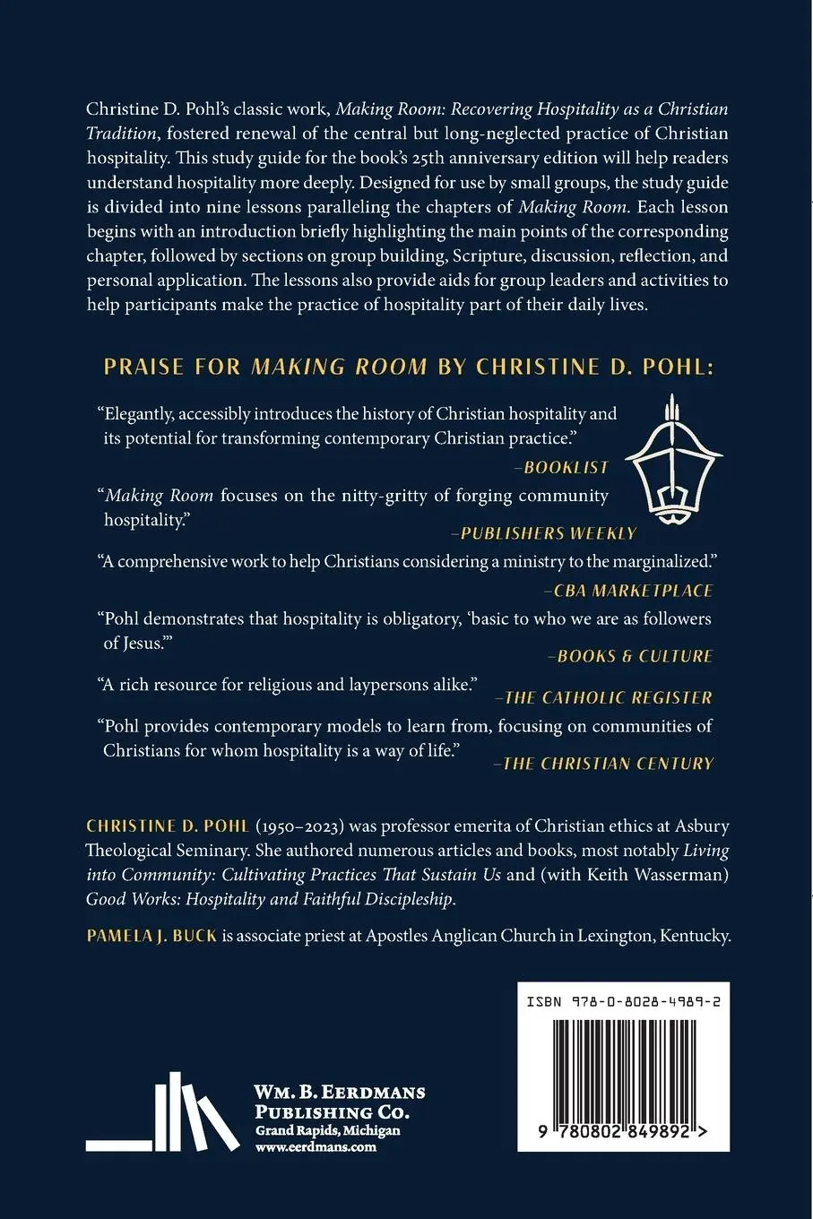 Rückseite: 9780802849892 | Study Guide for Making Room | Christine D. Pohl (u. a.) | Taschenbuch