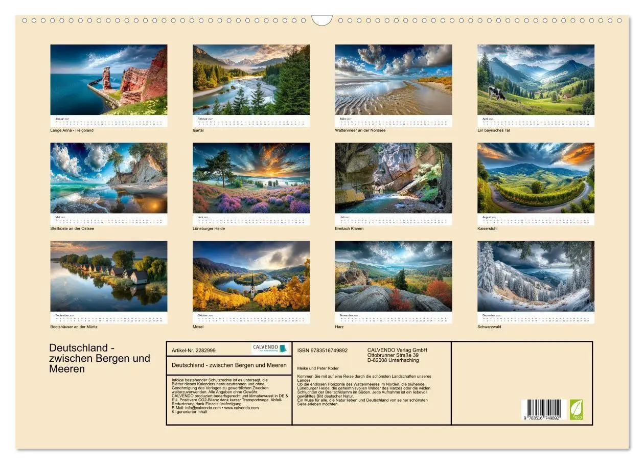 Bild: 9783516749892 | Deutschland - zwischen Bergen und Meeren (Wandkalender 2027 DIN A2...