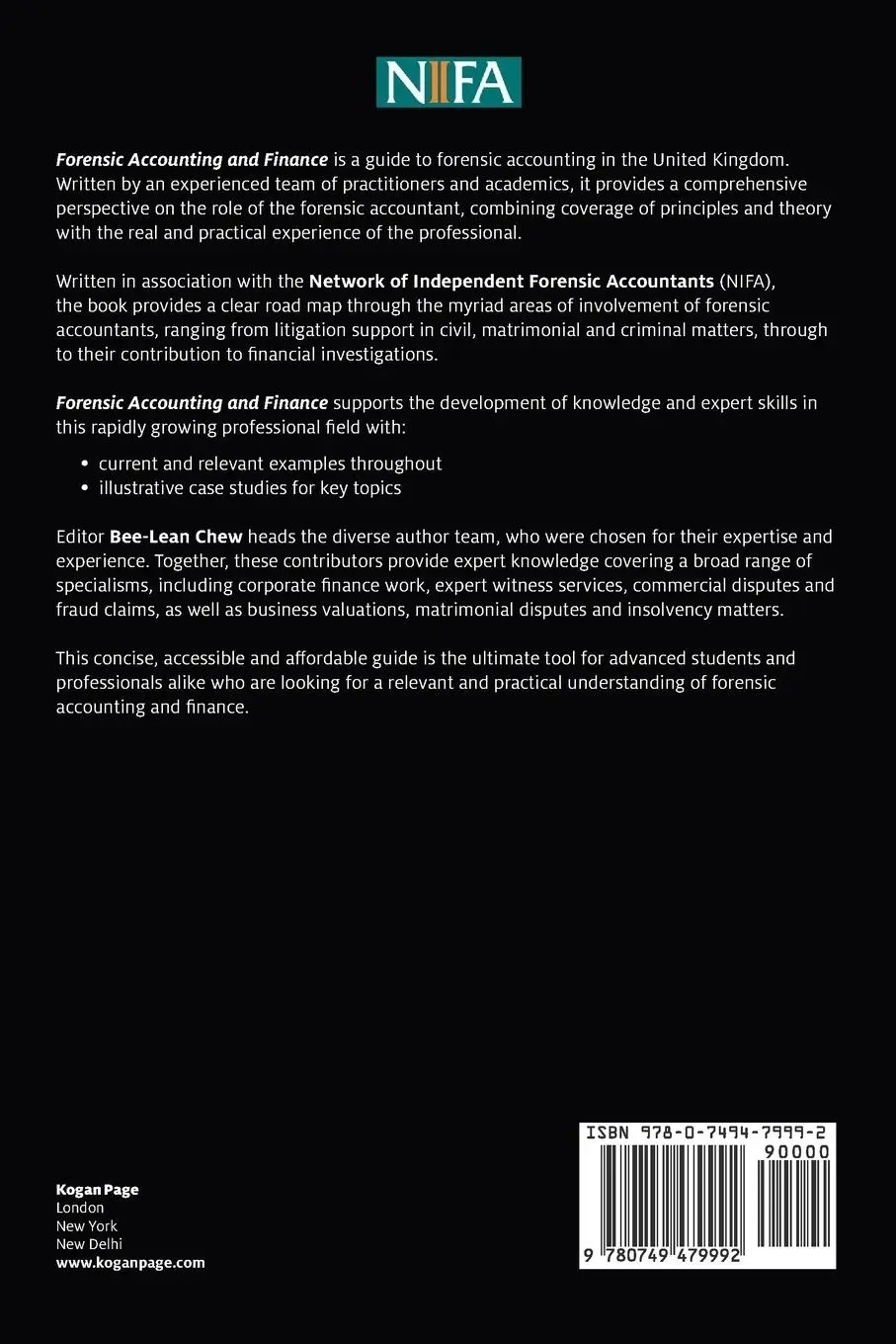 Rückseite: 9780749479992 | Forensic Accounting and Finance | Principles and Practice | Chew