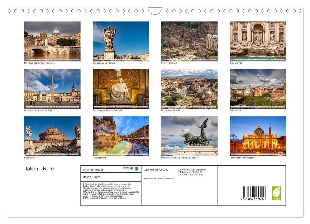 Bild: 9783457269992 | Italien - Rom (Wandkalender 2026 DIN A3 quer), CALVENDO Monatskalender