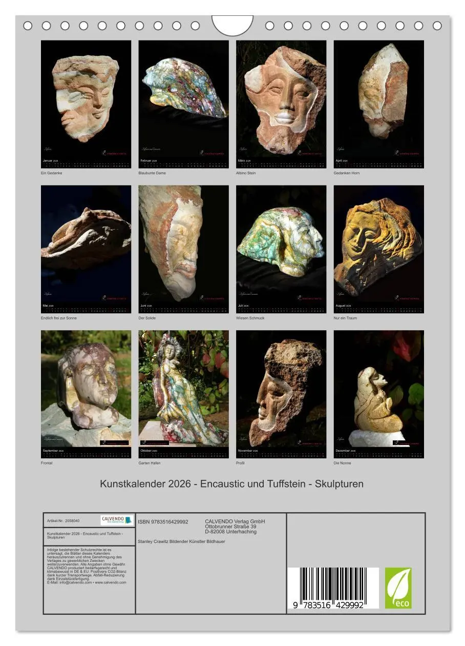 Bild: 9783516429992 | Kunstkalender 2026 - Encaustic und Tuffstein - Skulpturen...